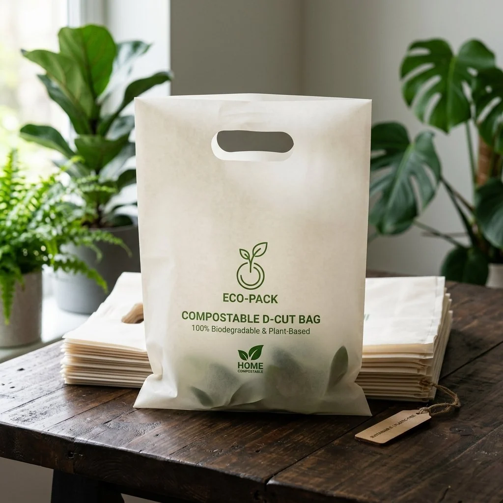 D-Cut Carry Bags — Strong, punch-hole handle design. Perfect for fashion retail and events.